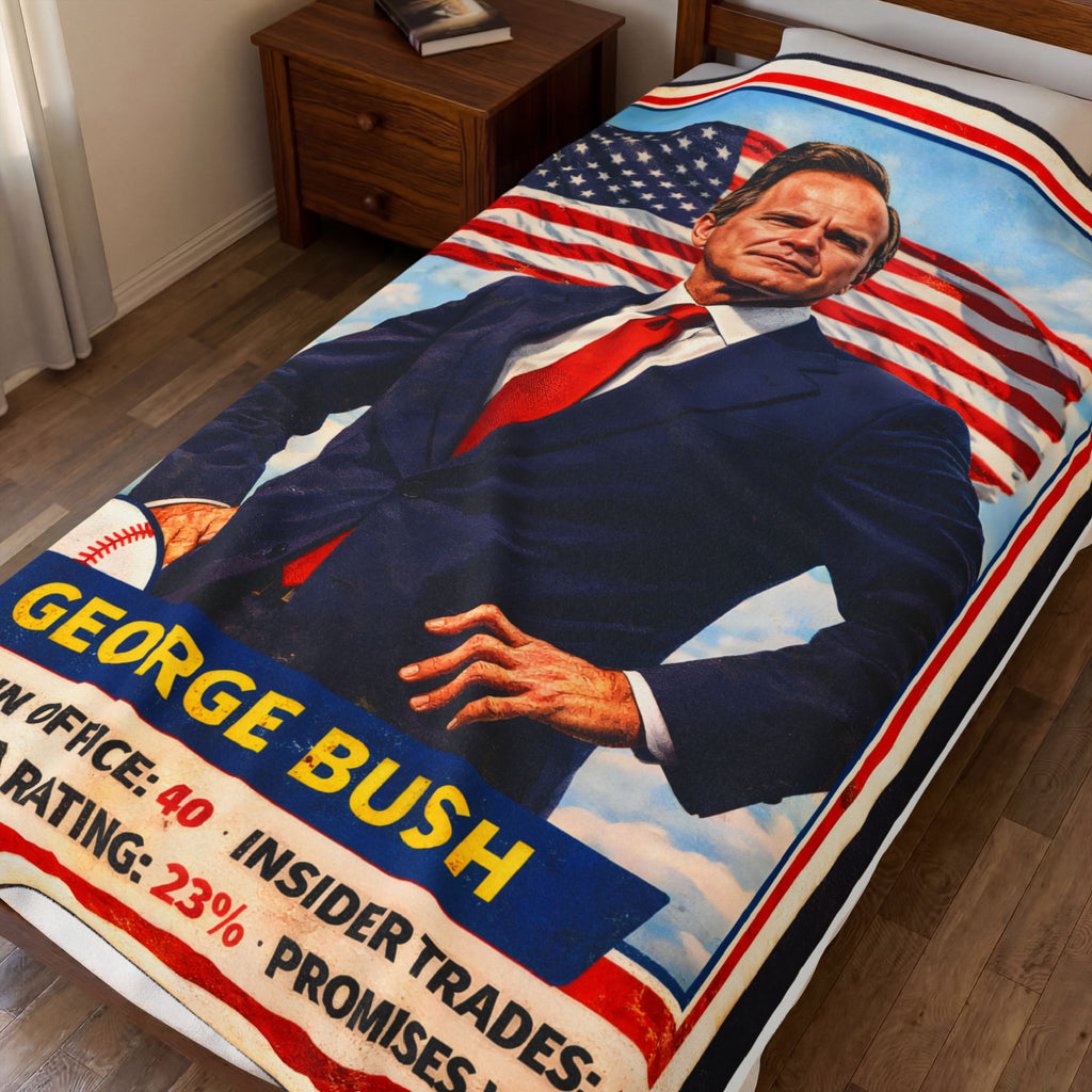 George Bush Portrait Velveteen Blanket