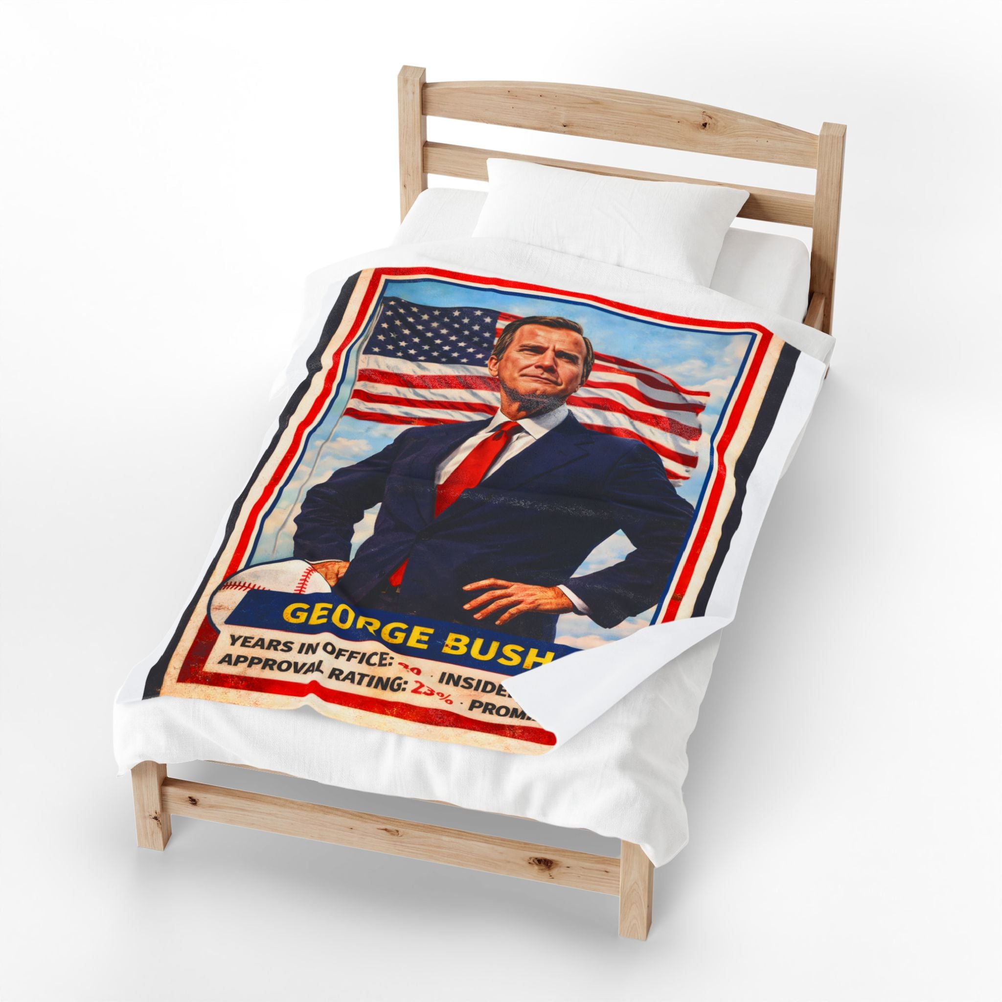 George Bush Portrait Velveteen Blanket