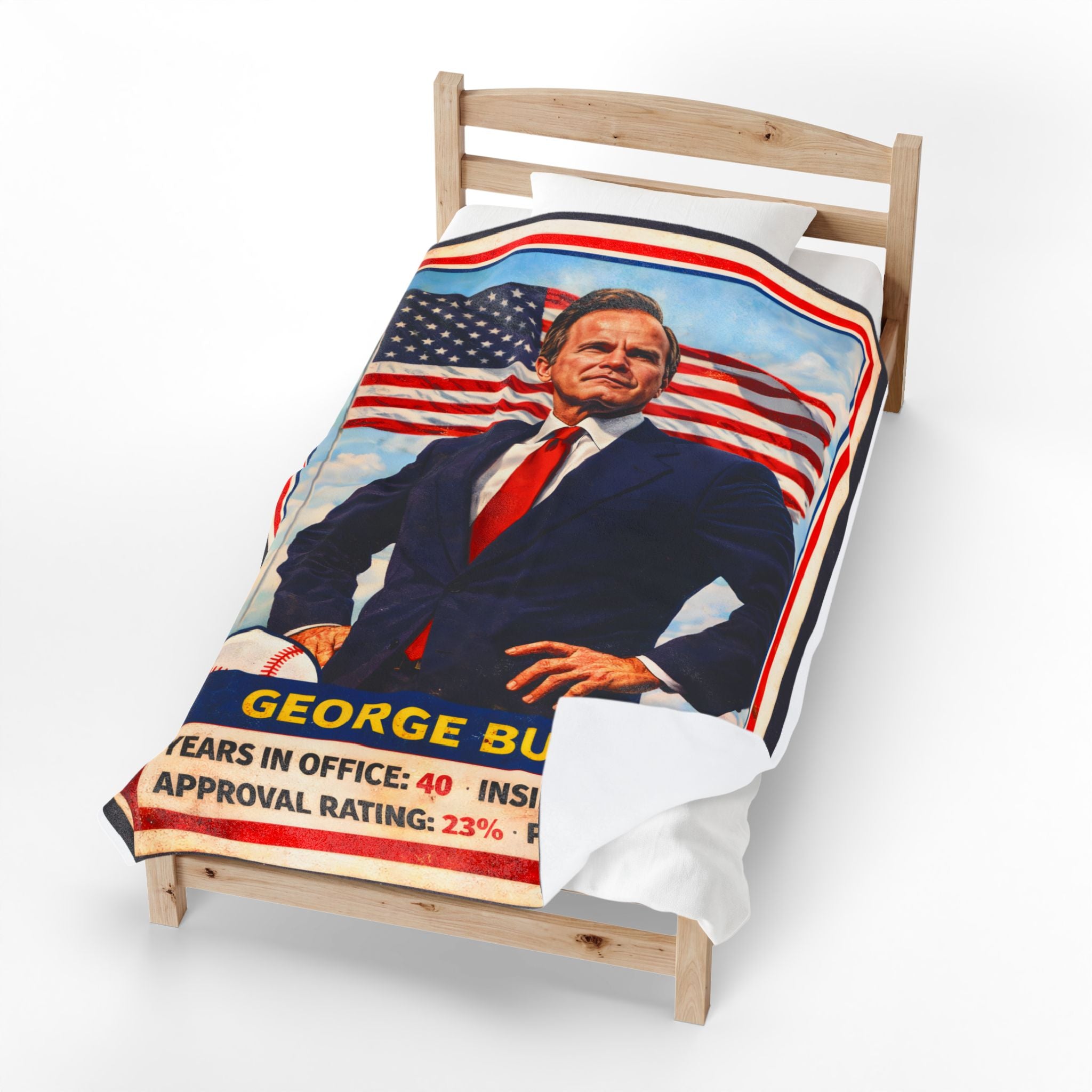 George Bush Portrait Velveteen Blanket