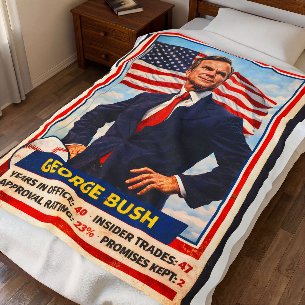 George Bush Portrait Velveteen Blanket